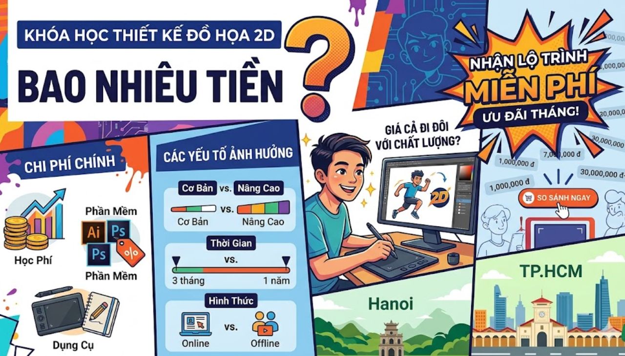 Chi phí học thiết kế đồ họa 2D, các cách học thiết kế tiết kiệm