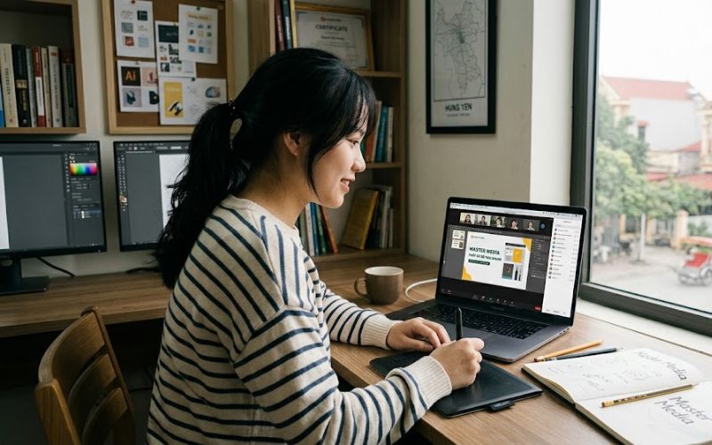 Học sinh Hưng Yên đăng ký học thiết kế đồ họa từ xa với Master Media