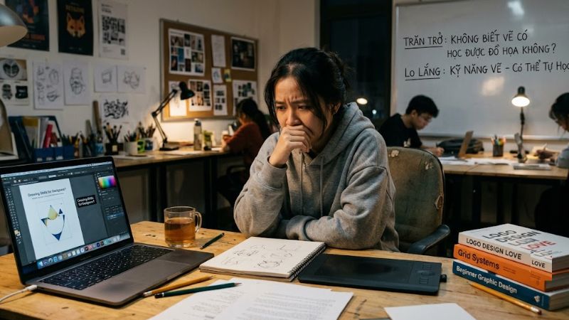 Không biết vẽ vẫn học thiết kế bình thường