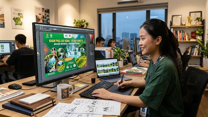 Quảng bá trực tiếp hình ảnh quê nha sau khi học thiết kế
