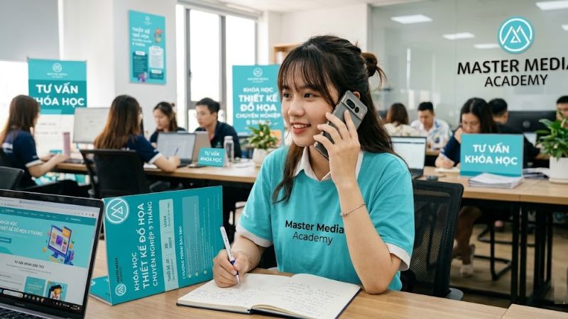 Liên hệ tư vấn viên Master Media nhận thông tin khóa học 9 tháng