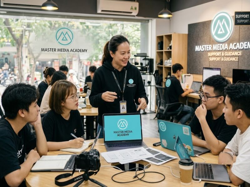 Tại Master Media mỗi tuần có 1 buổi hỗ trợ giải đáp trực tiếp cho học viên